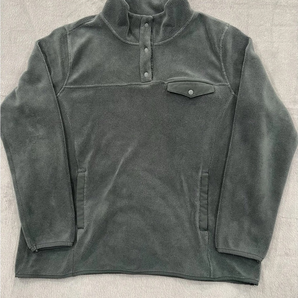32 Degrees Heat Fleece Pullover Jacket Womens Sz M Green 1/4 Snap Collar